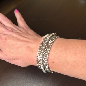 Silver Cuff Bracelet with Intricate Metalwork